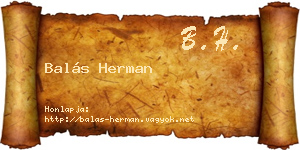 Balás Herman névjegykártya
